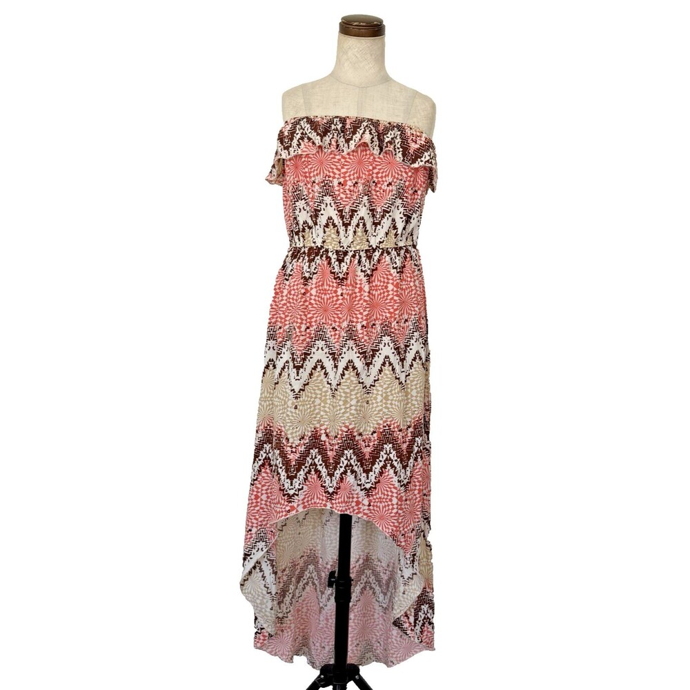 Trixxi Flounce Strapless Dress Size XL Tribal High Low Colorful Western Rodeo